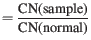 $\displaystyle = \frac{\text{CN(sample)}}{\text{CN(normal)}}$