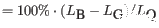 $\displaystyle = 100\% \cdot ( L_{\mbox{B}} - L_{\mbox{G}} )/ L_{\mbox{Q}}
$