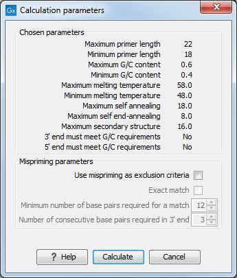 Image sequenceprimercalculationdialog