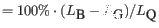 $\displaystyle = 100\% \cdot ( L_{\mbox{B}} - L_{\mbox{G}} )/ L_{\mbox{Q}}
$