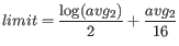 $\displaystyle limit = \frac{\log(avg_2)}{2} + \frac{avg_2}{16}
$