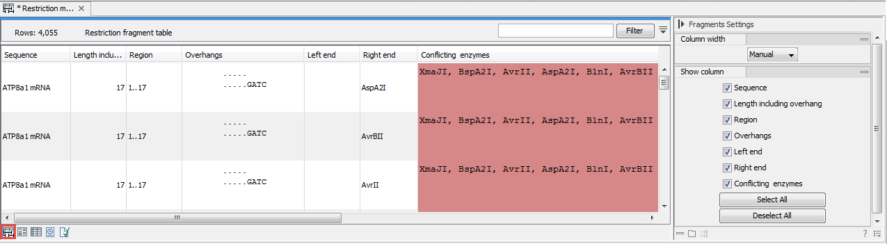 Image restrictionfragmenttable