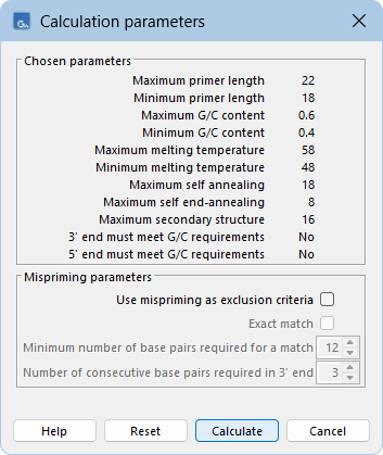 Image sequenceprimercalculationdialog