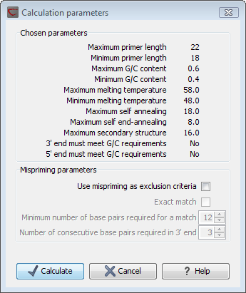 Image sequenceprimercalculationdialog