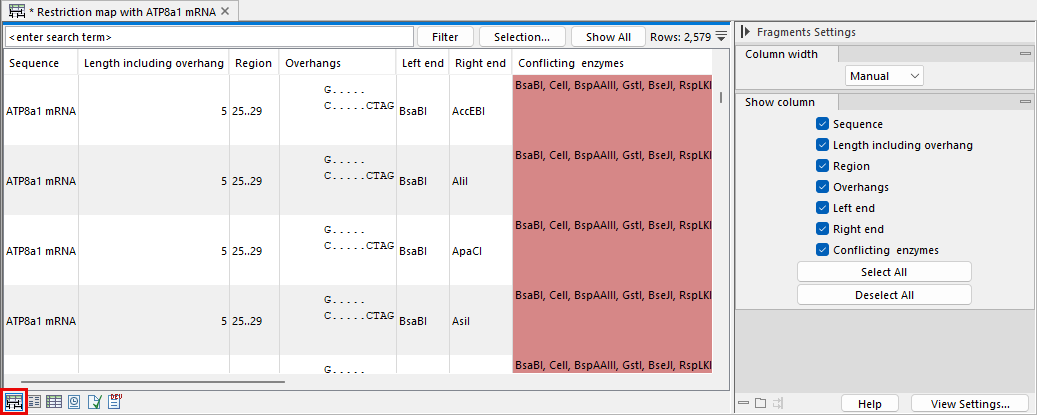 Image restrictionfragmenttable