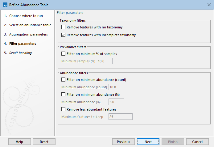 Image refineabundancetablefilters